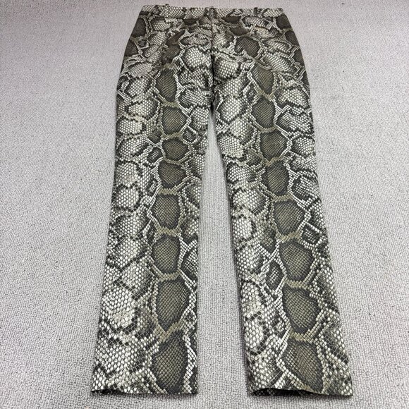 Michael Kors Pants Brown Skinny Green Snake Skin Print Women’s Size 4 - Picture 10 of 12